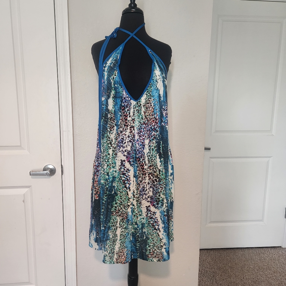 SHAN Blue Multicolor Swim Coverup